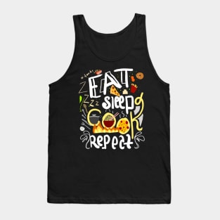 Eat sleep cook repeat Tank Top